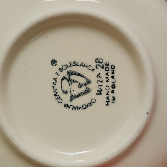 Wiza Blue White Ceramic Teapot w/ Saucer Handmade Made In Poland Cabin Christmas - Picture 5 of 5